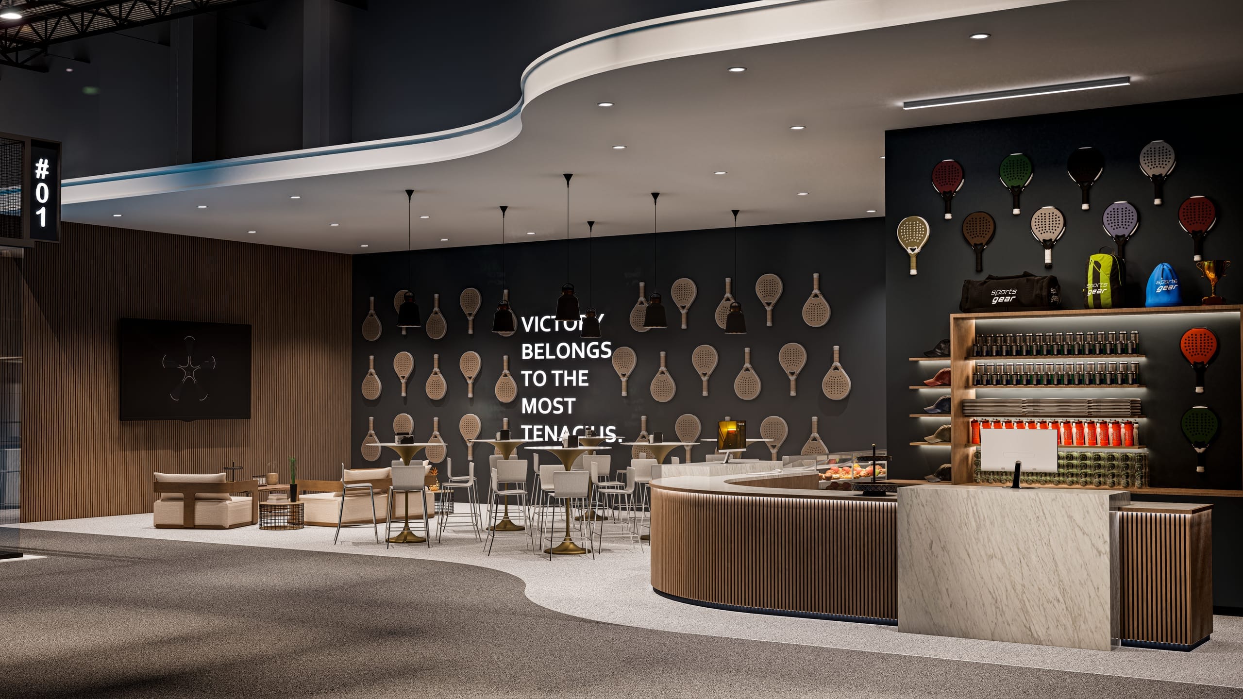 Lobby with signature wall mantra